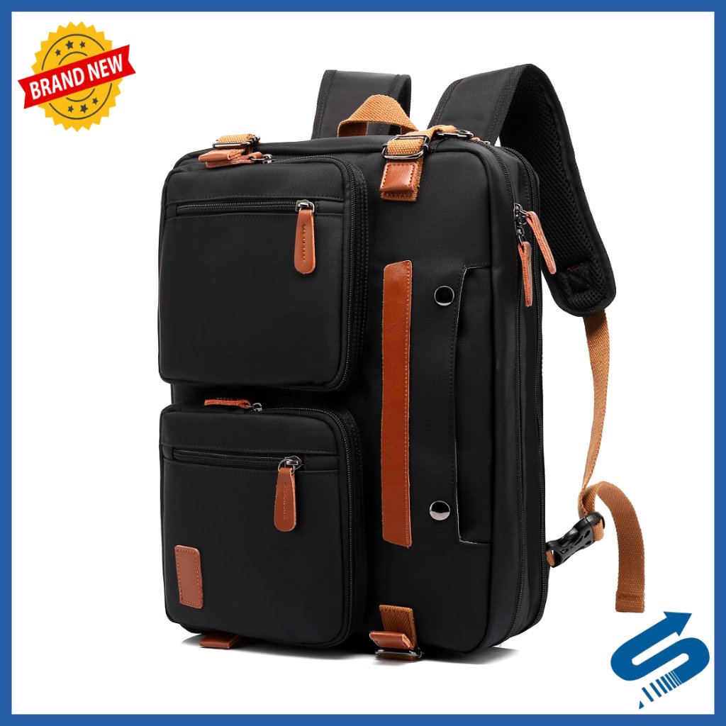 3-In-1 Laptop Backpack Briefcase Messenger Bag Durable Waterproof Large Capacity